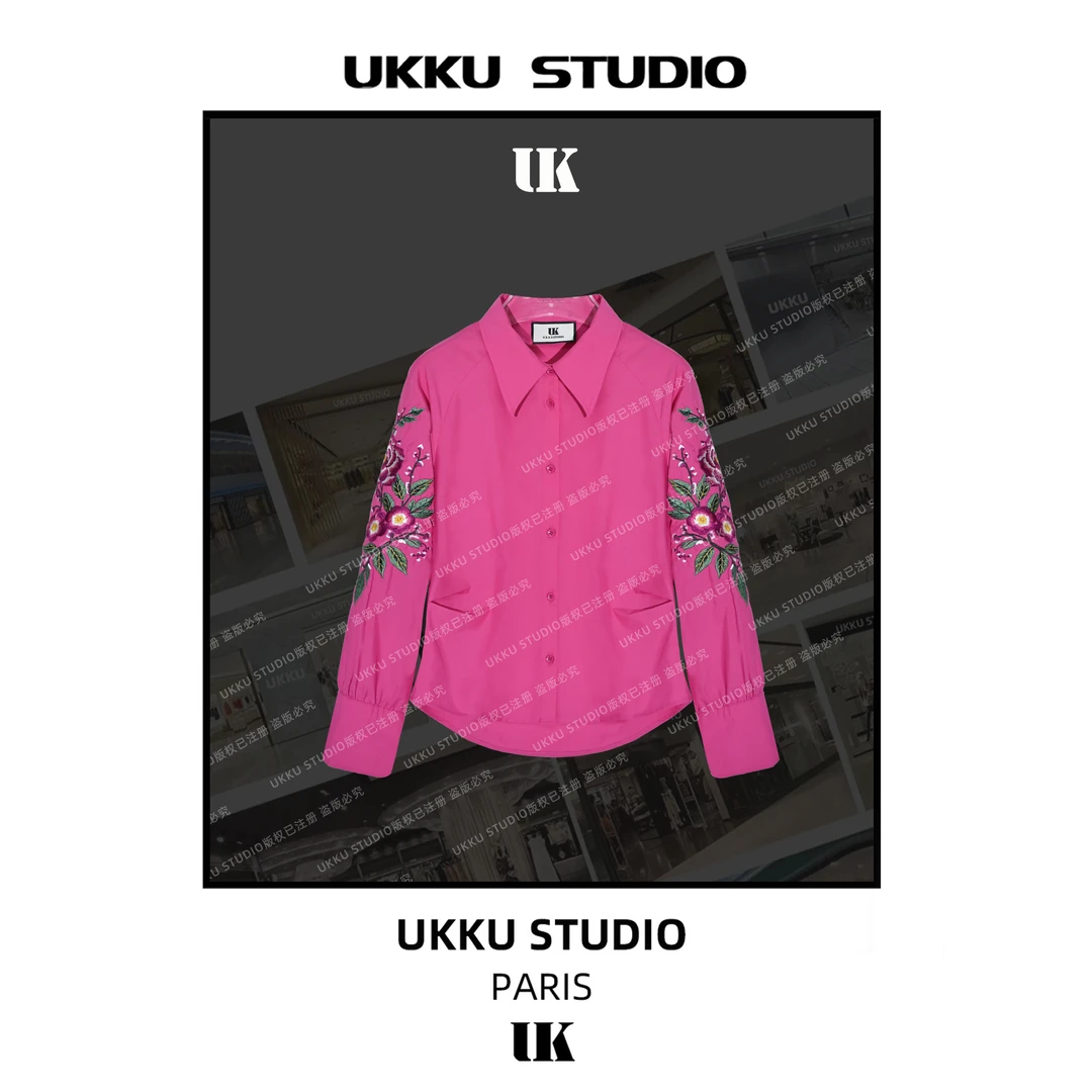 【UKKUSKUDIO】设计师款秋冬款上新气质衬衫女士外套613620