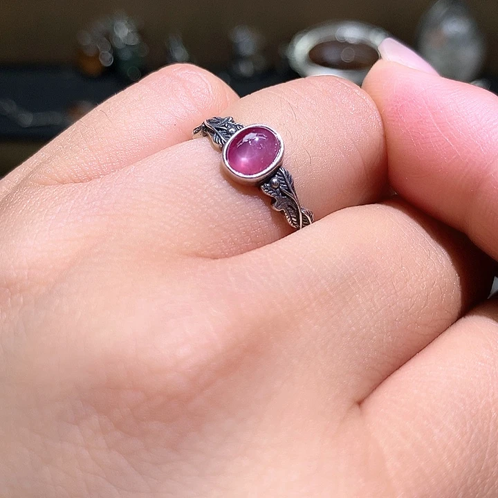 烟晶戒指银S925镶嵌水晶