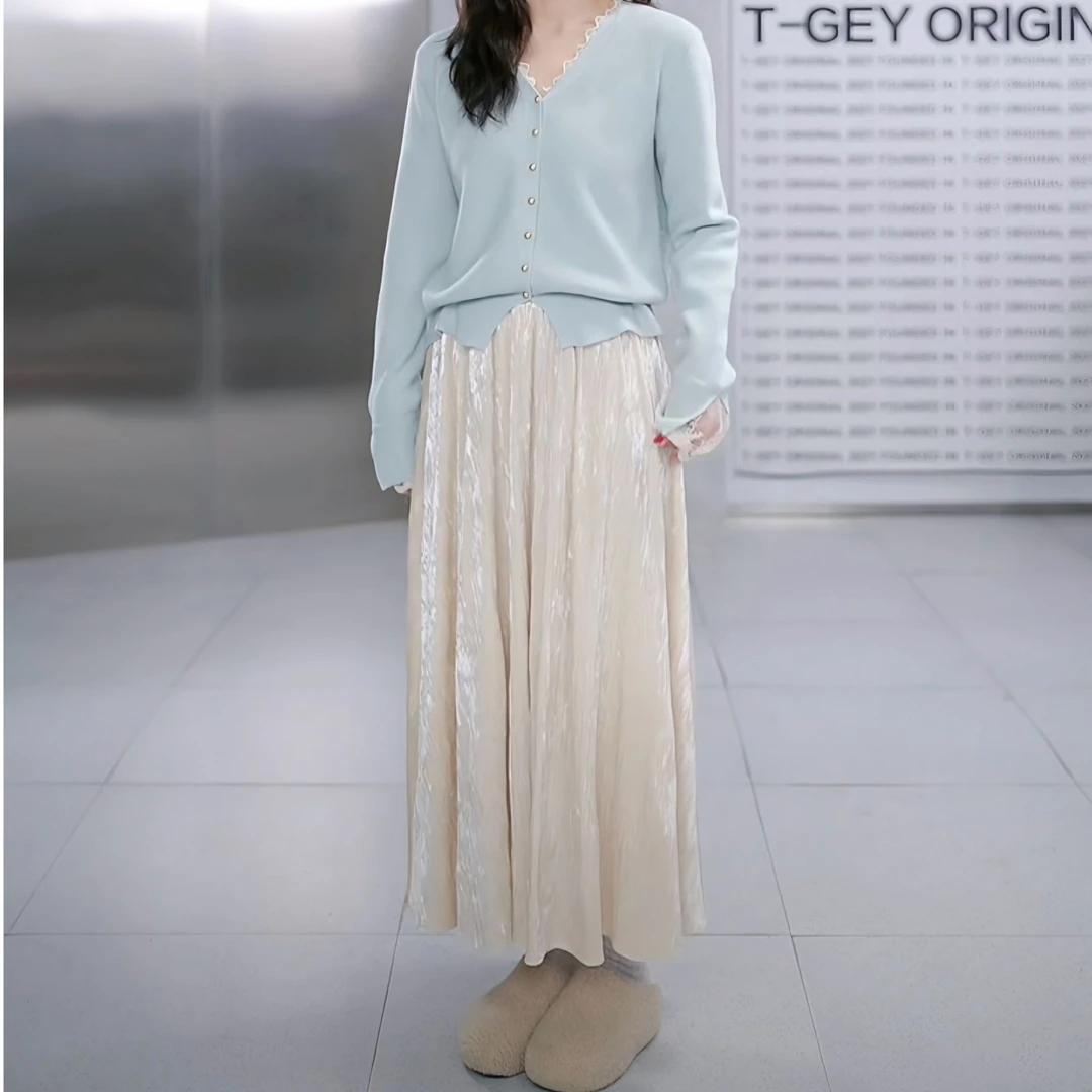 Gielgie/吉即【水晶裙】设计款褶皱半身裙