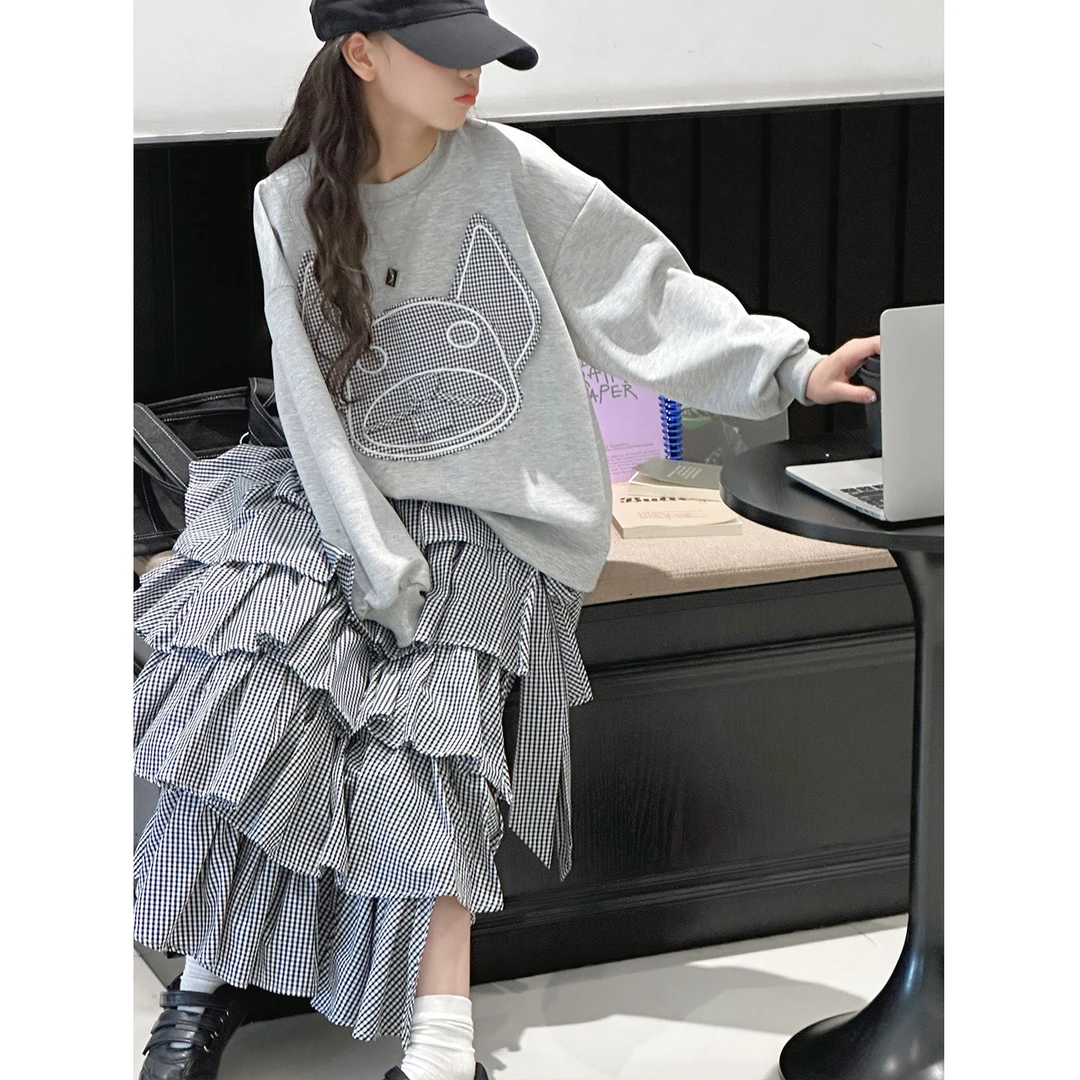 K29579孙小美复古女童套装裙2025秋装新款儿童两件套春秋卫衣裙子