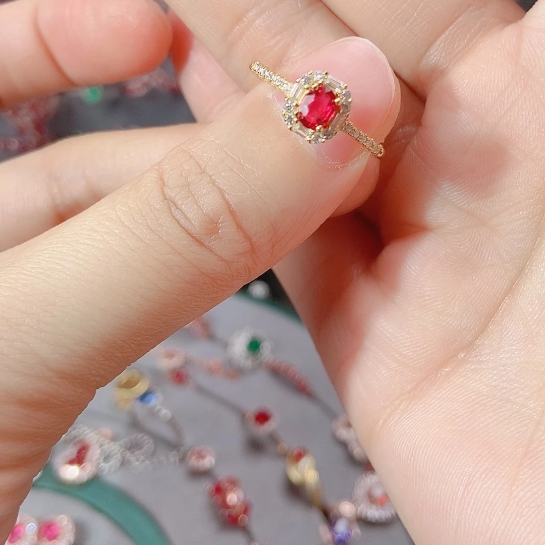 尖晶石戒指银S925镶嵌