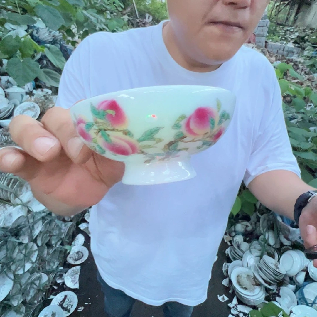 瓷片景德镇陶瓷高温桃子杯1对