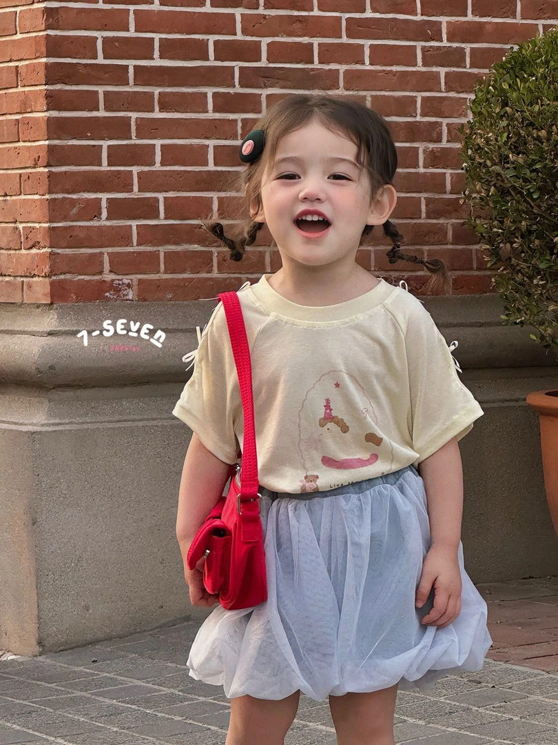 7Seven可爱风休闲圆领印花短袖T恤搭配裙裤女童夏款