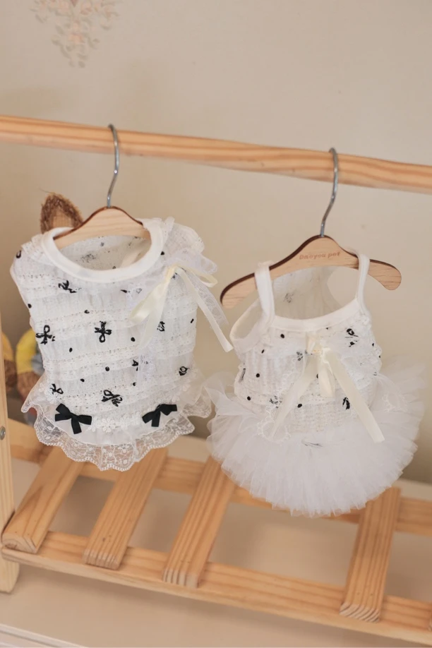 新款宠物芭蕾蕾丝蝴蝶结公主裙春秋适用