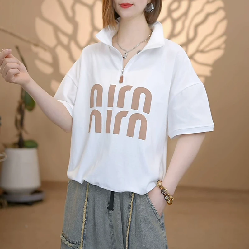 森语】夏季新款韩版休闲时尚显瘦百搭字母短袖6109