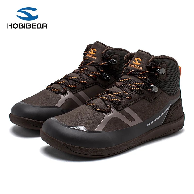 HOBIBEAR成人鞋高帮加绒保暖登山宽头皮面户外运动鞋