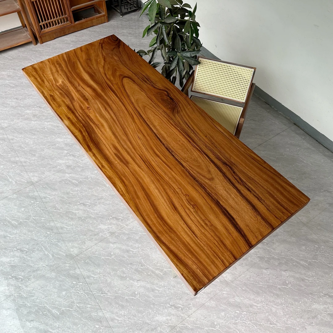 210*83*6cm南美胡桃木实木大板桌 全方边 送三角支架