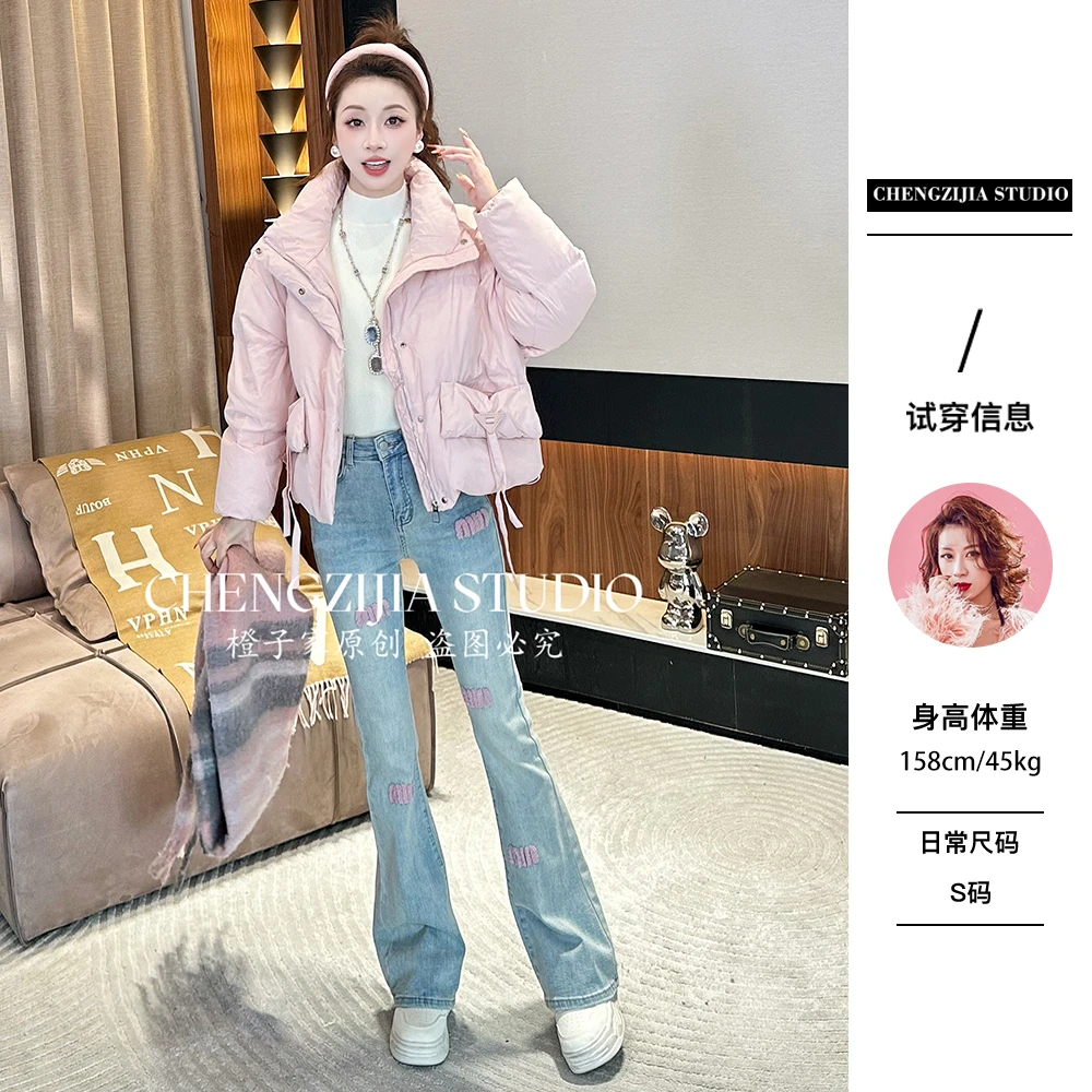 【裴诗婷】橙子studio【粉红泡泡】WT0451口袋飘带短款派克服外套