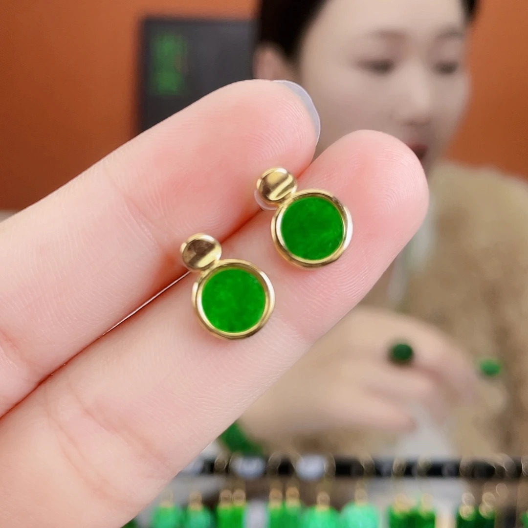 翡翠银S925镶嵌耳饰