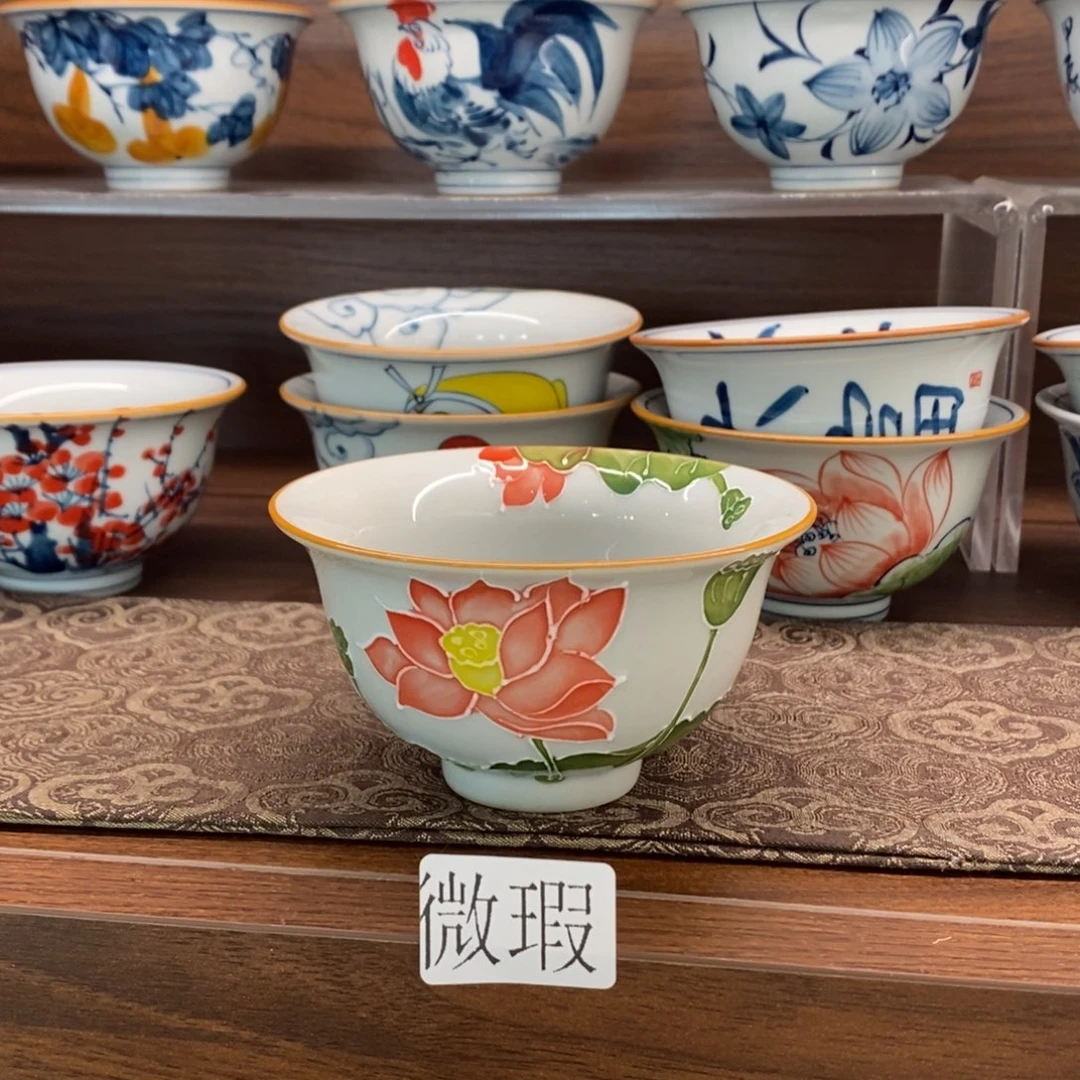 微瑕釉下彩纯手绘手工绘制