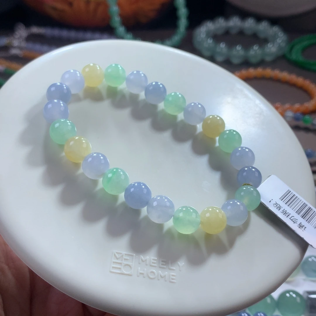 翡翠未镶嵌手链性价比卡8冰胶甜美马卡龙多宝单圈 卡8