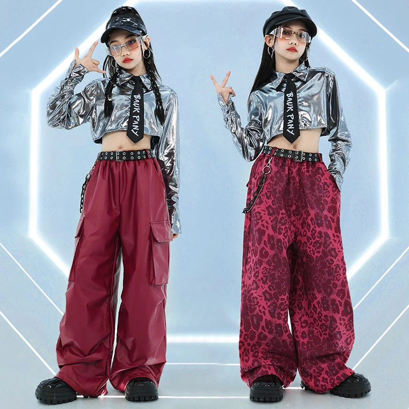 爵士舞服装女童潮酷亮片练功服女团舞蹈演出服儿童走秀表演服套装