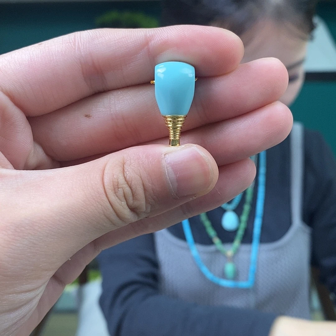 绿松石18K金镶嵌珠宝奇石