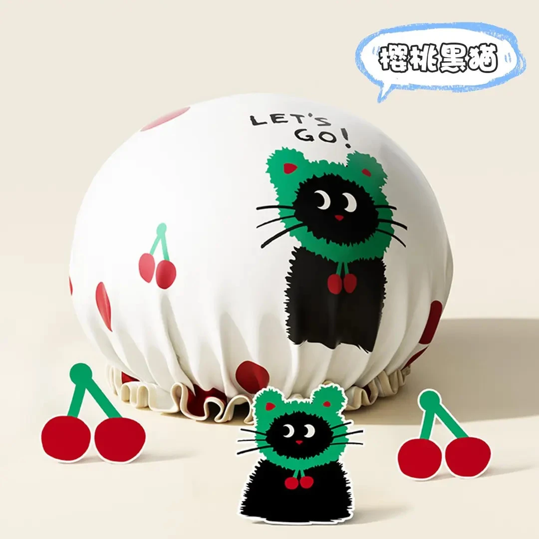 浴帽女防水洗澡帽双层加厚卡通家用沐浴帽