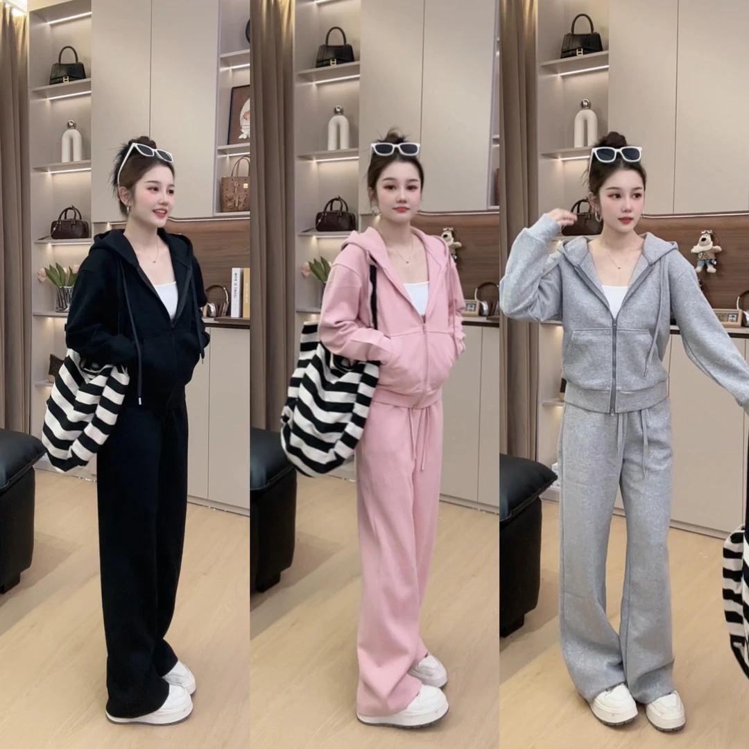 极简风休闲风时尚套装阔腿百搭束脚休闲裤宽松
