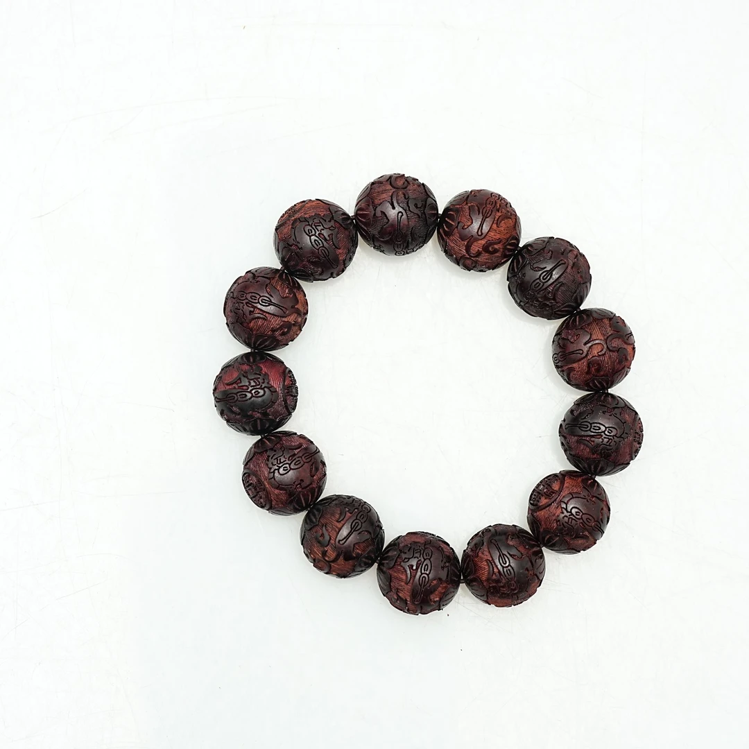 精品手串-紫檀雕刻招财进宝（单圈）＋证书-不带礼盒