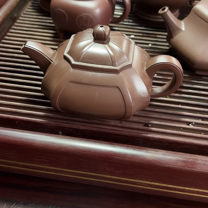 茶壶紫砂紫泥四方茶壶四方