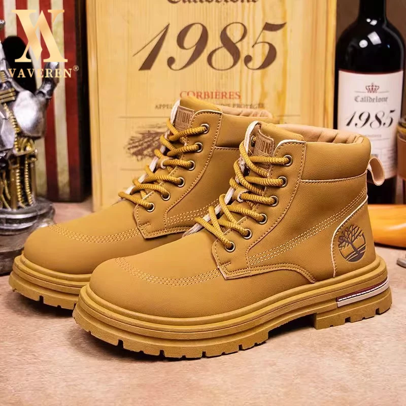 大黄靴男款秋季休闲中帮爆款英伦马丁靴复古沙漠靴男款轻便马丁靴