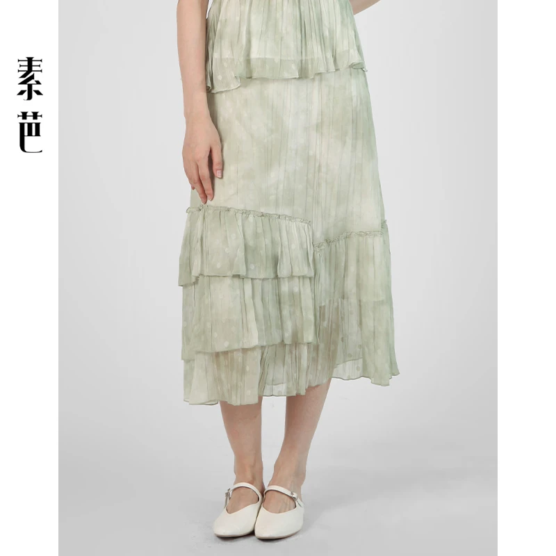 素芭艺术感不规则拼接半裙女夏季新款时尚百搭优雅半身裙子SK0665