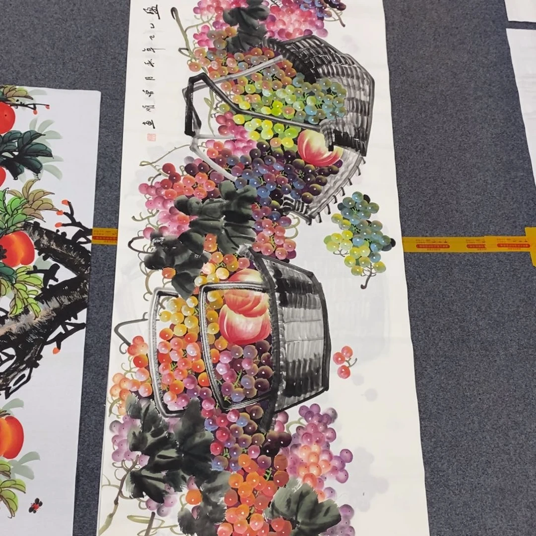 国画尺寸180✖️70小六尺精品手绘彩墨葡萄