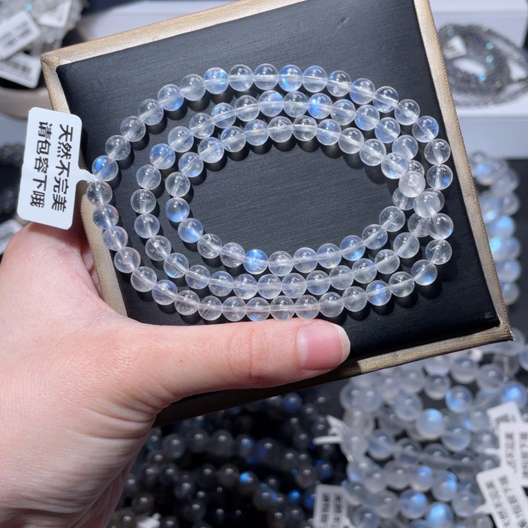 未镶嵌长石手链多圈蓝月光6m+