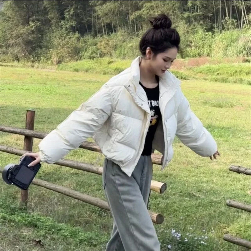 韩版休闲小个子棉服女2025冬季新款宽松百搭上衣时尚洋气立领外套