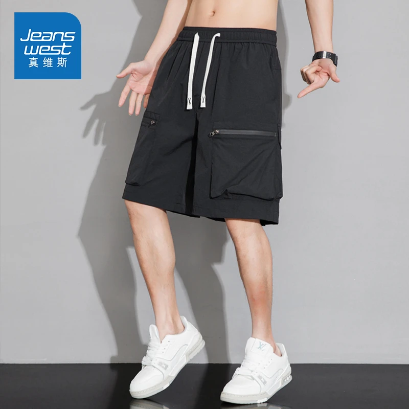 Jeanswest/真维斯男士工装短裤夏季新款美式潮流百搭运动冰丝中裤