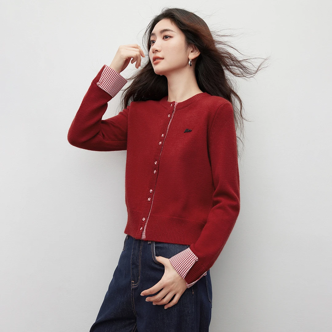 【达人专属】朗文斯汀圆领拼接高级感针织衫DTMZ5509A12735