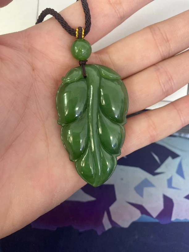 赛老板专属 天然和田玉吊坠 树叶吊坠金枝玉叶