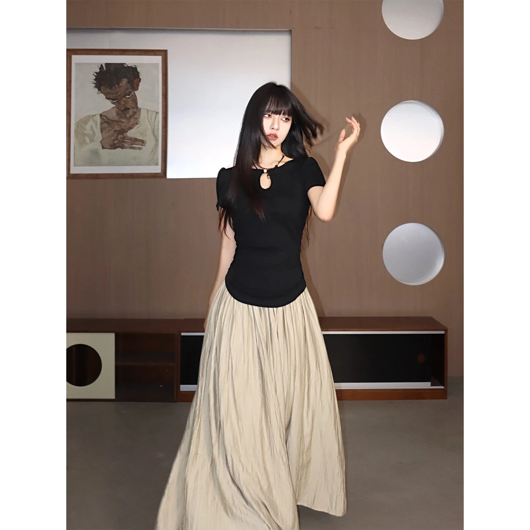 呆毛【5.31/10:00新品】夏季新款慵懒风气质大摆垂感半身裙DMT2853