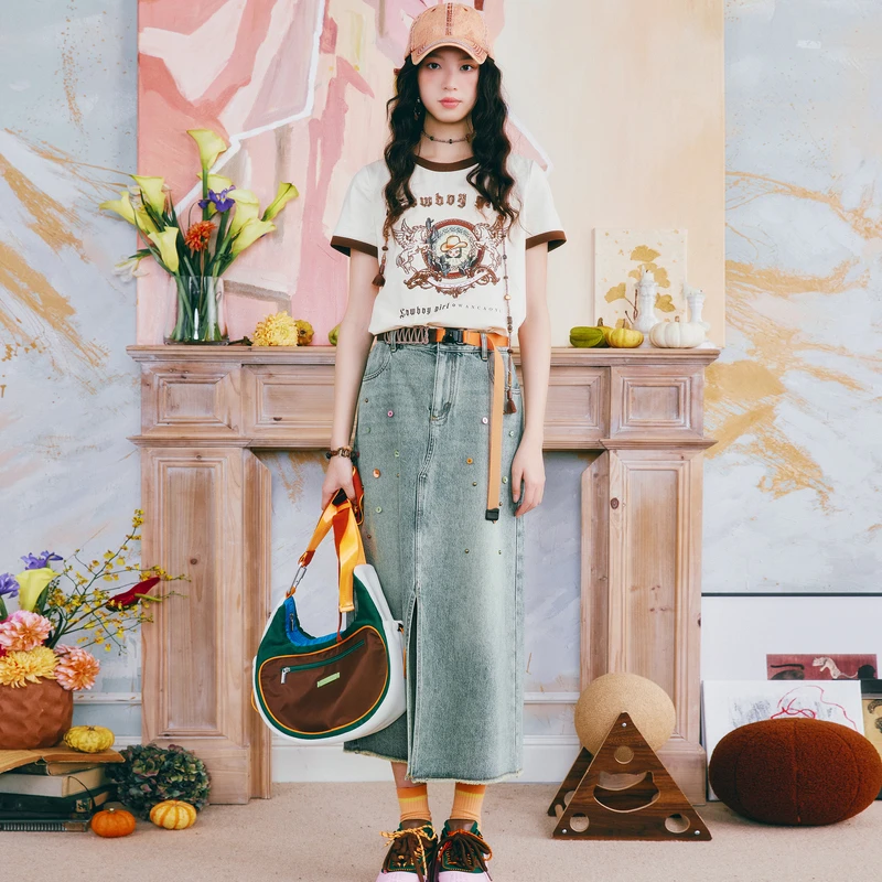 【陈大可专属】菀草壹2025夏季新款牛仔半身裙O23612421