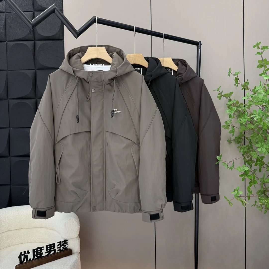 夹克男防风加厚男款秋季拼接夹克外套秋冬连帽棉服常规冬季6318