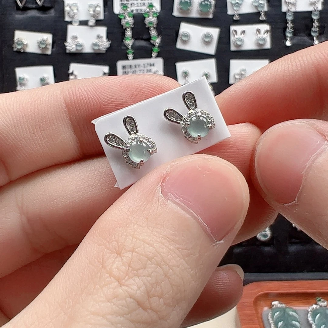 翡翠手链银S925镶嵌天然翡翠A货