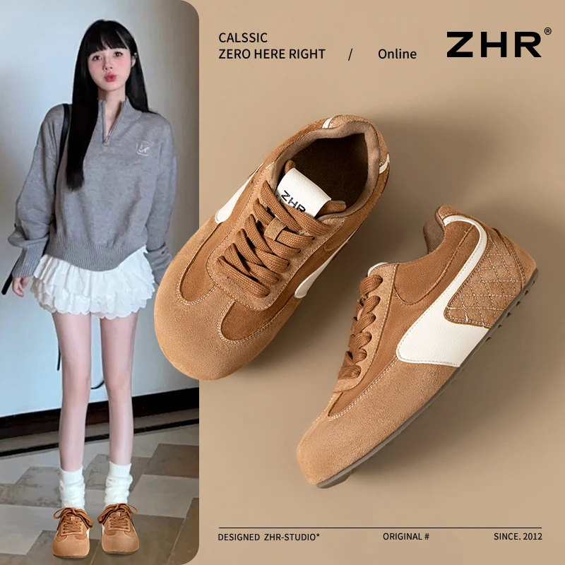 ZHR则则泡芙系列德训鞋女2025春季新款百搭透气防滑厚底休闲鞋女