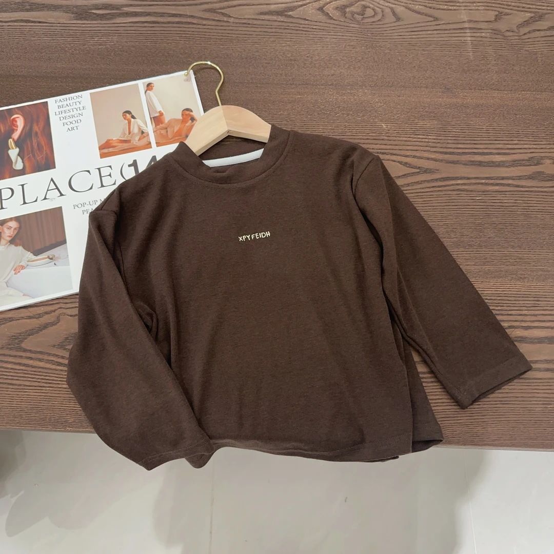 【小盆友现货】2025儿童秋款韩版纯色长袖舒适百搭打底衫内搭T0219