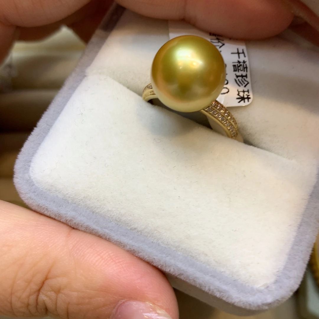 14K金镶嵌戒指海水珍珠