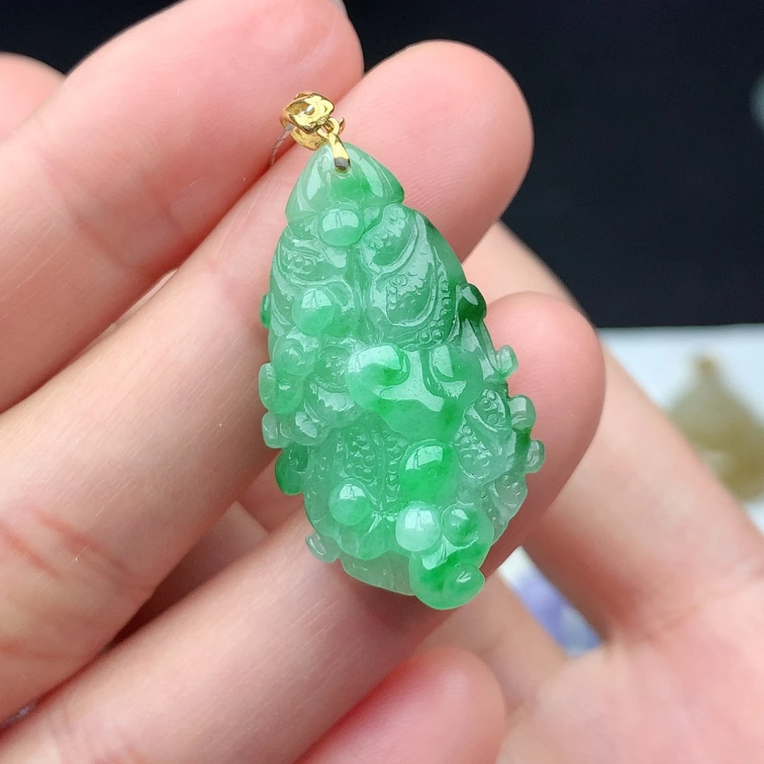 翡翠18K金镶嵌吊坠(不含链)