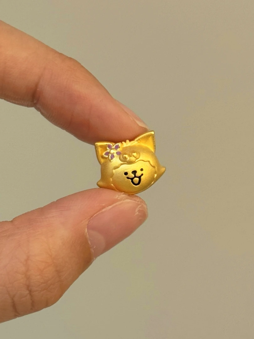 贝贝黄金 足金999 玲娜贝儿线条小狗 珐琅彩 转运珠 101