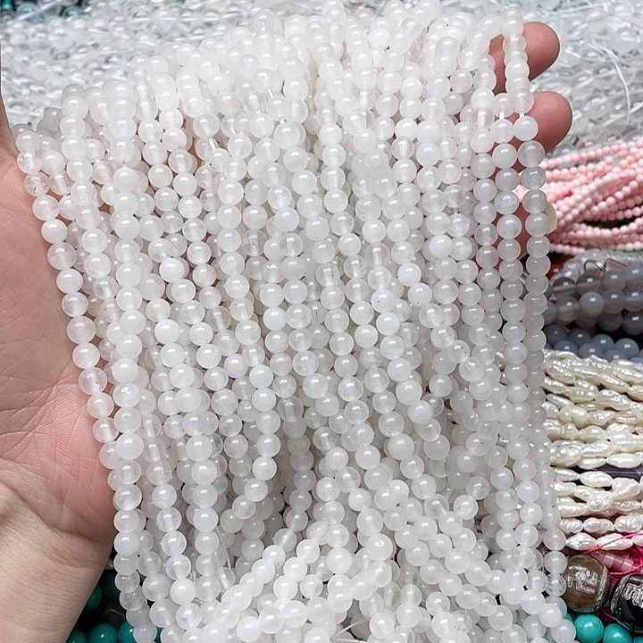 玛瑙/玉髓珠宝半成品合金一条6mm白水晶