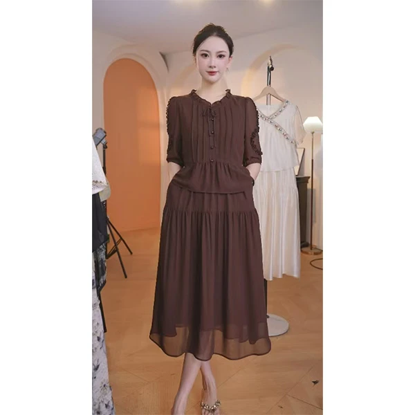 【赠送运费险】L8950 2025年夏季新款时尚气质假两件中长款连衣裙