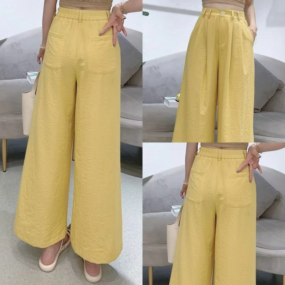 A8578休闲阔腿裤夏季新款高腰显瘦直筒休闲减龄百搭裤子