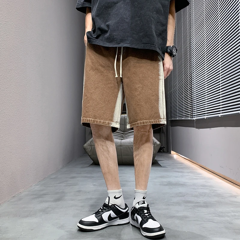 夏季薄款五分裤男士牛仔短裤2025新款宽松休闲潮流美式男款中裤子