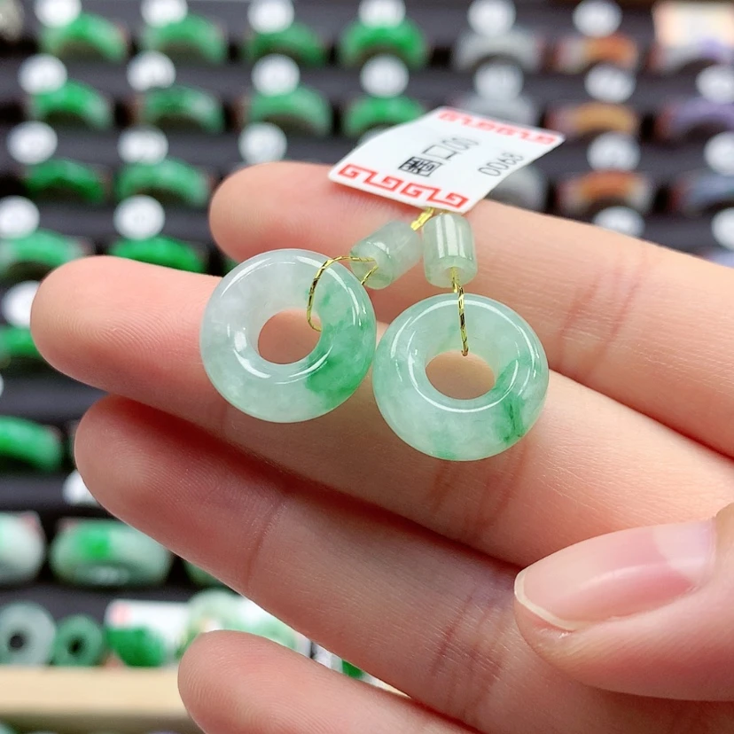 【闪购商品】翡翠戒指未镶嵌甜甜圈一对
