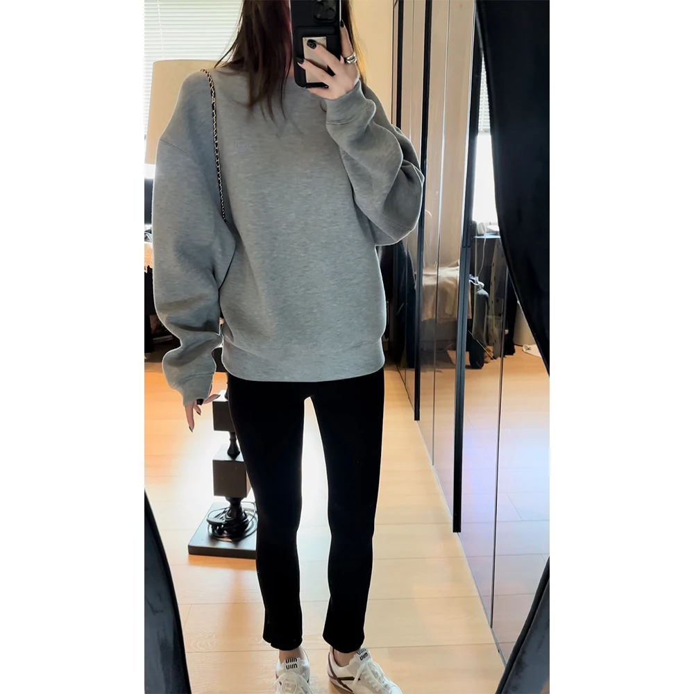 LA 小众 蝴蝶结 太空棉 廓形 灰色套头卫衣25741