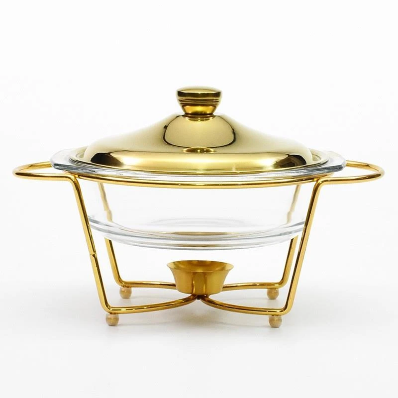 饭店不锈钢明炉家用玻璃圆形汤锅碗酒店干锅蜡烛加热餐具锅具炉