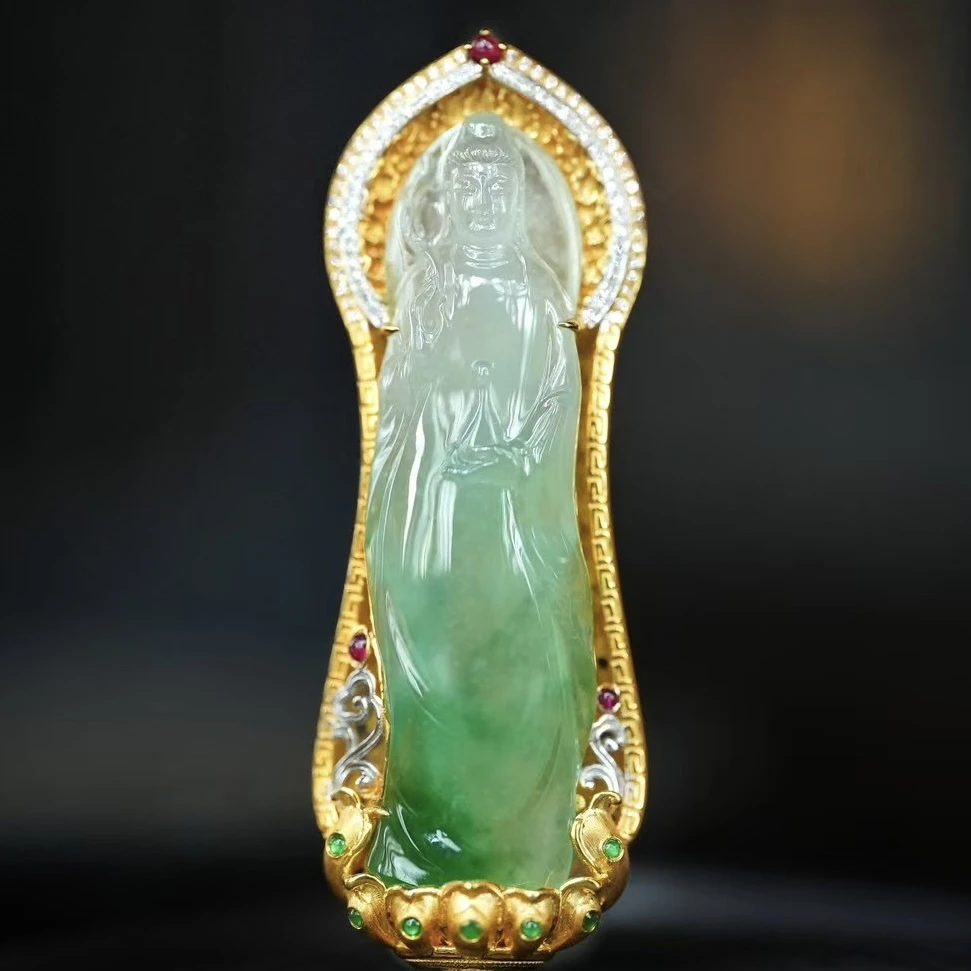 18k金翡翠观音吊坠ZS