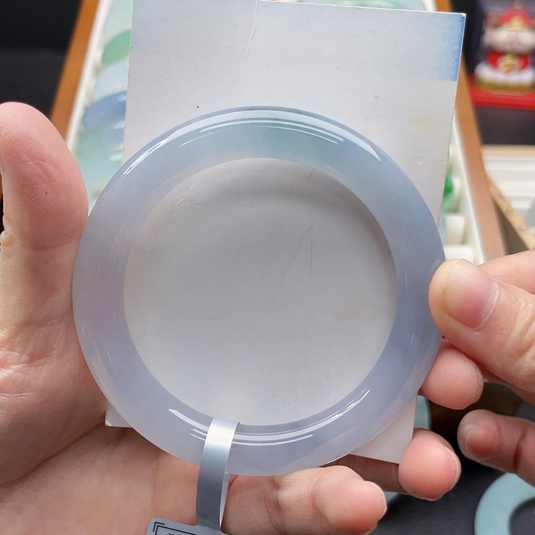 翡翠未镶嵌手镯54蓝紫