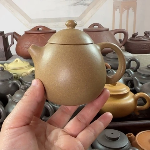 紫砂茶壶墨绿泥料200cc