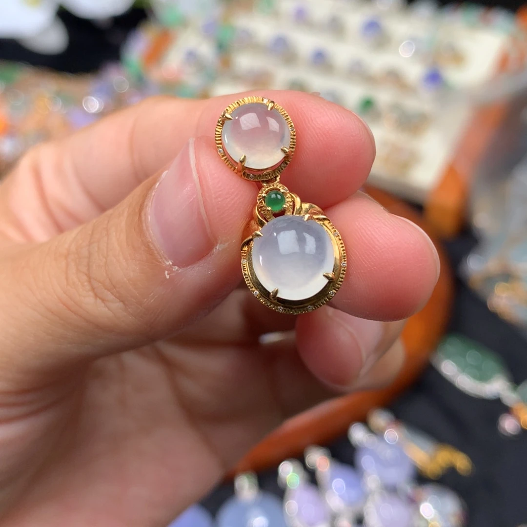 翡翠18K金镶嵌吊坠(不含链)