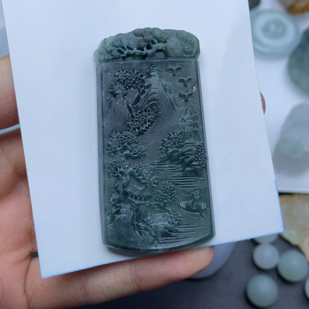 未镶嵌定制翡翠山水